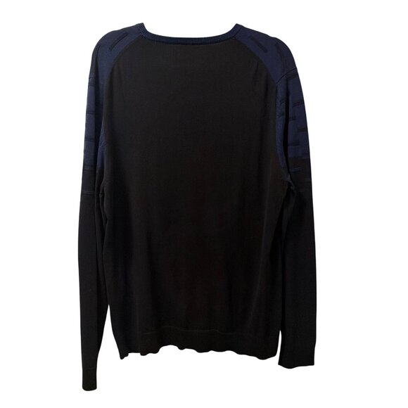 Alfani Mens V-Neck Blue & Black Textured Sweater Sz L 100% Cotton sweater. NWOT - Picture 7 of 12